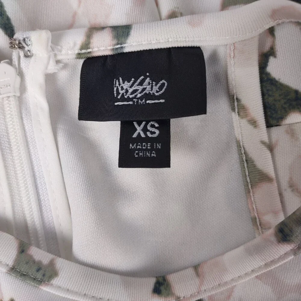 Mossimo White Pink & Green Floral Fit & Flare Sleeveless Knit Dress Crew Neck XS - Picture 10 of 11